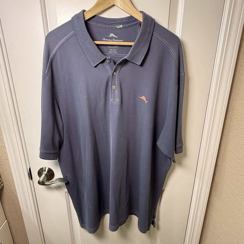 Tommy Bahama Men’s 2XL Blue Polo Shirt Supima Cotton Embroidered Marlin